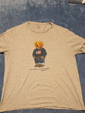 Ralph Lauren Heather Gray Polo Bear Graphic Tee with Navy Bear Sweater